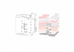 MSA / V+, sociální byty NAVEZ v Bruselu, diagram rozvržení pater, jedna barva pro jeden byt, vizualizace