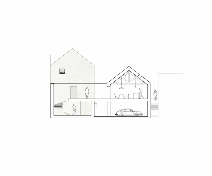 Rodinný dům v Jinonicích, Atelier 111 architekti, řez