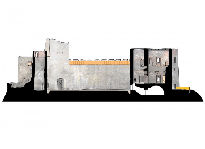 Rekonstrukce paláce hradu Helfštýna, řez-d, Atelier-r / Miroslav Pospíšil, Martin Karlík