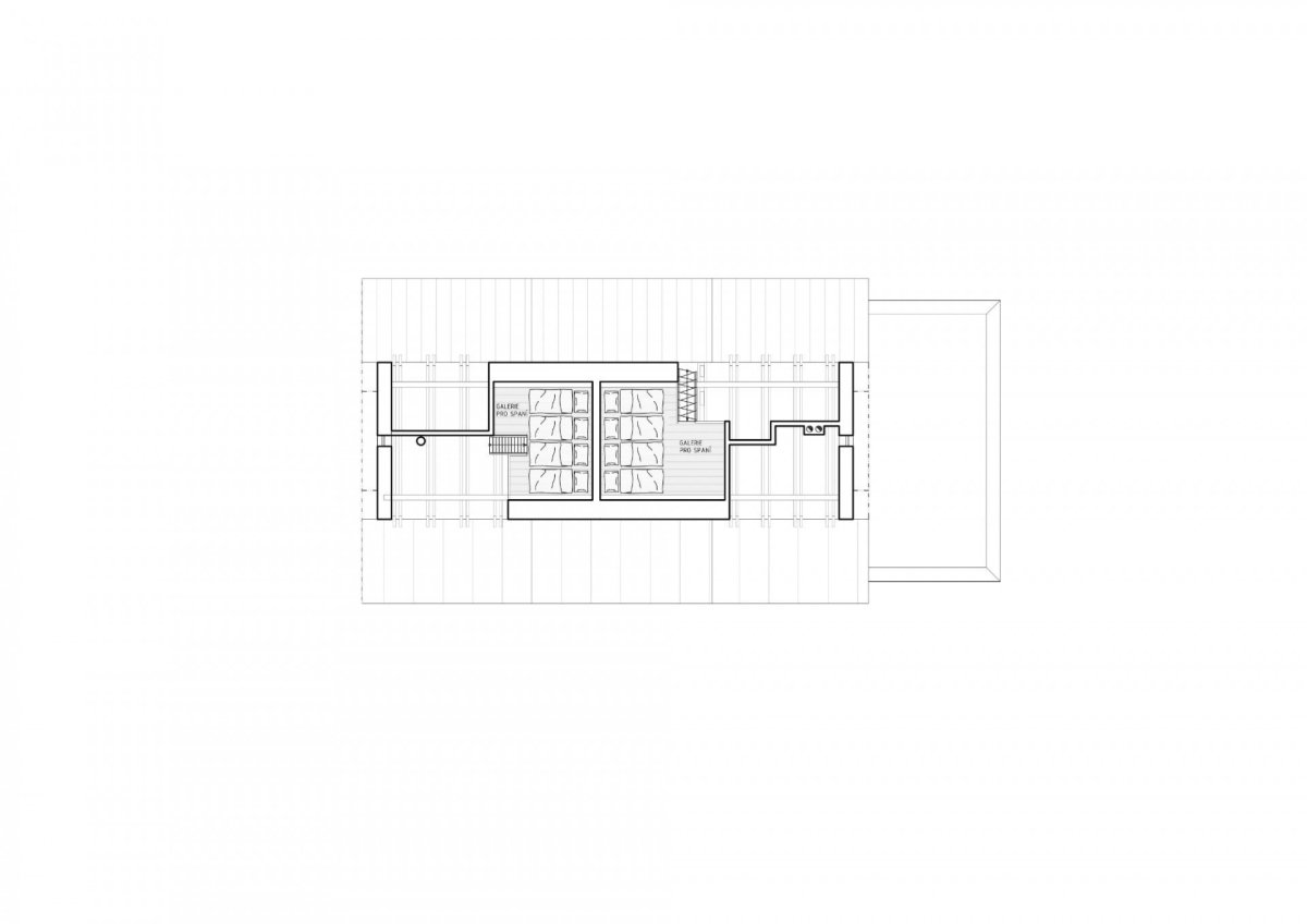 Rekonstrukce chalupy v Jizerských horách, půdorys 2NP, SENAA architekti