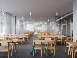 ZŠ Jana Vodňanského na Praze 7 - jídelna (vizualizace)