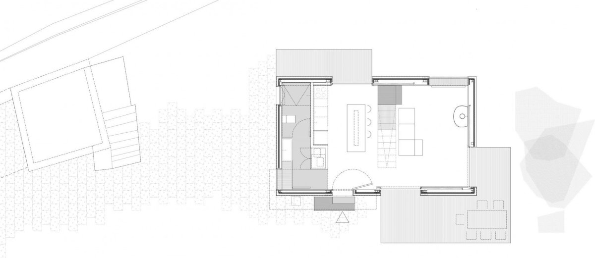 Rodinný dům Casa Montaña ve Španělsku, Baragaño Architects, půdorys přízemí