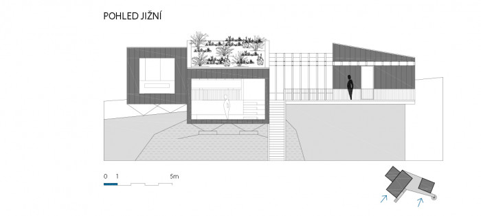 Víkendový dům nad lomem, BLOK architekti, jižní pohled