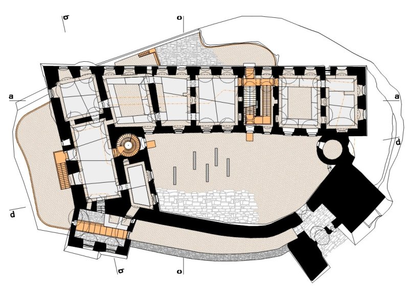 Rekonstrukce paláce hradu Helfštýna, půdorys 1P, Atelier-r / Miroslav Pospíšil, Martin Karlík