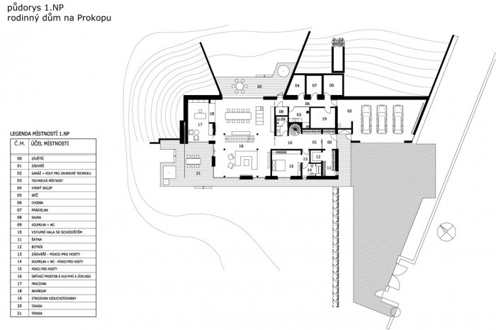 Rodinný dům Na Prokopu, Petr Keil, KMS architects spol. s r.o. - půdorys 1. N.P.