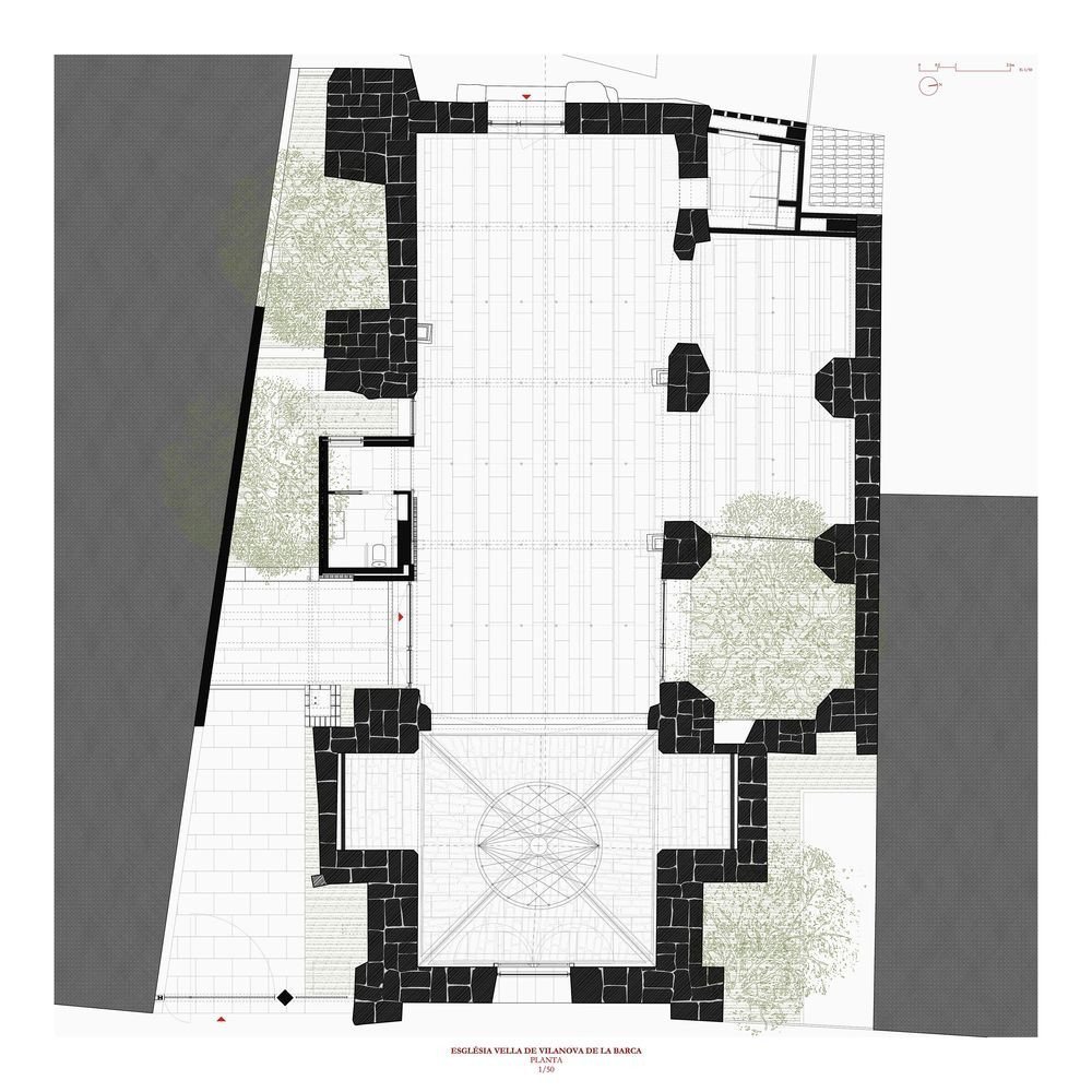 Rekonstrukce gotického kostela Santa María ve Španělsku, AleaOlea architecture & landscape, půdorys