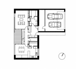 Rodinný dům na Větrném Vrchu, půdorys 1np, Stempel & Tesar architekti