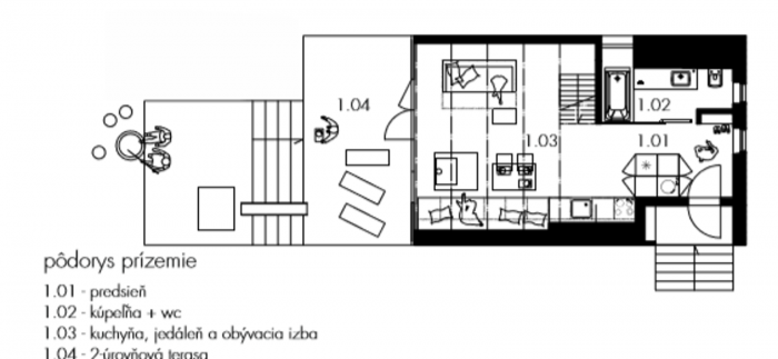 chAta, půdorys přízemí, Atelier y100
