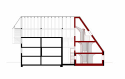Konverze stodoly ve Švýcarsku, řez, Freiluft