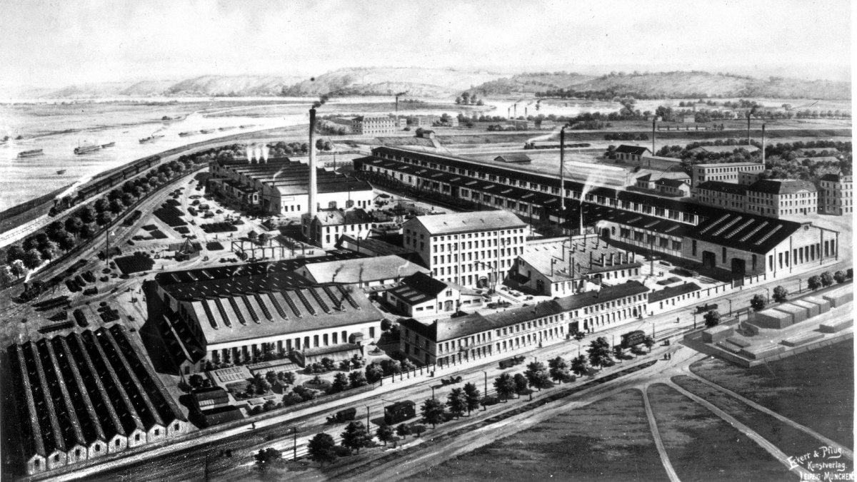 Areál průmyslových závodů Rustonka v roce 1900.
