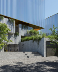 Vítězný návrh architektonického studia JIKA-CZ s.r.o. na depozitární komplex Národní galerie Praha. Vizualizace: monolot