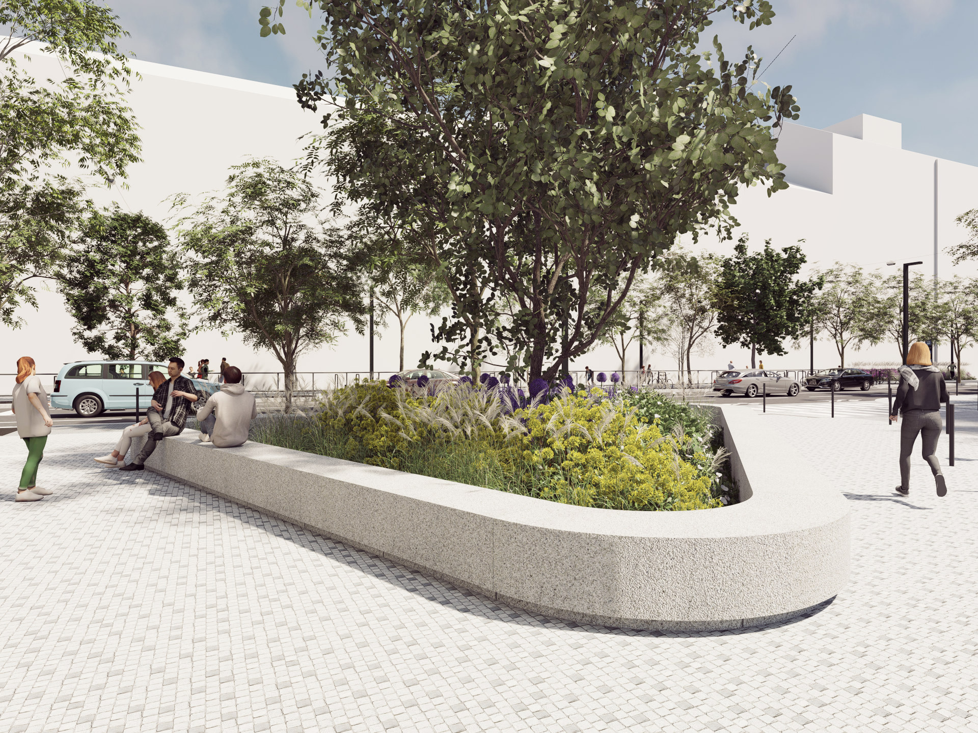 lavička na nároží s ulicí Na Výšinách