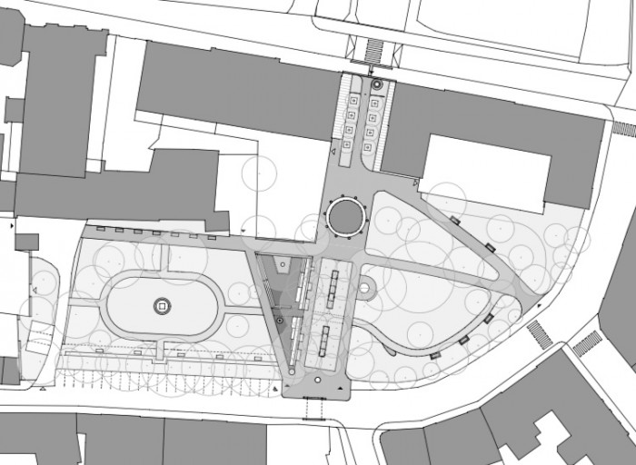 Revitalizace Vrchlického sadů v Klatovech, CHVOJKA / architekt, situace návrh