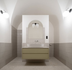 Jsou zde pohodlné apartmány se základním vybavením – hlavně kuchyněmi a koupelnami. (Rekonstrukce Malého Buquoyského Paláce v Praze, Tereza Scheibová)