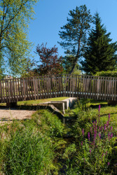 Nová dřevěná lávka pro pěší přes Příšovku. (Příšovická náves, atakarchitekti)