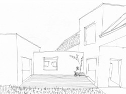 Rodinný dům Dom P, toito architekti, skica dvora