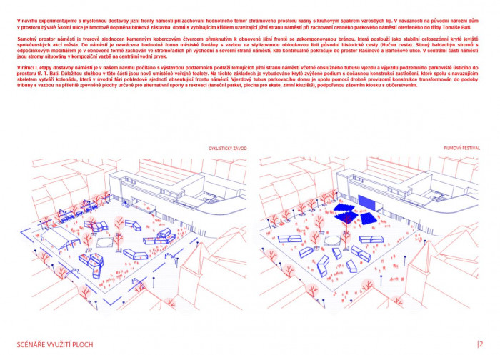 Revitalizace Náměstí Míru ve Zlíně, schéma, P.P. Architects