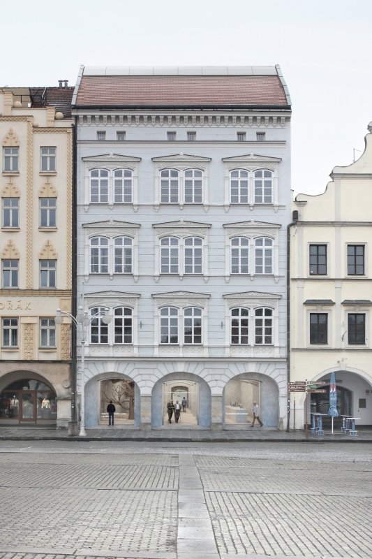 Vítězný návrh Centra současného umění a architektury v Českých Budějovicích od studií AFF Architekten + Malý Chmel. Vizualizace: Ondřej Žvak, Malý Chmel