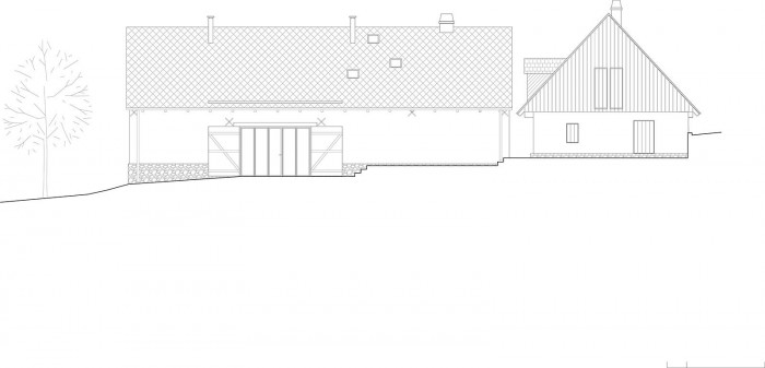 Lenka Míková, rekonstrukce usedlosti v Jižních Čechách, pohled východ