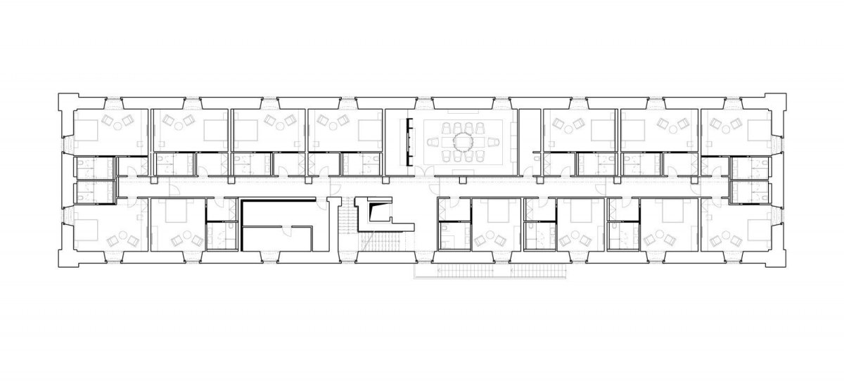 Hotel Lotrinský, EA architekti, půdorys 2 NP