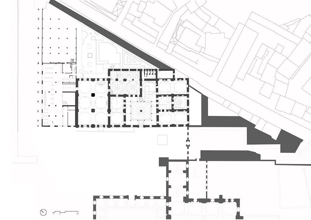 Tabanlioglu Architects, půdorys situace před renovací, výkres