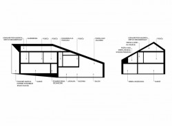 Rodinný dům Černá skála, MUS ARCHITECTS - dispoziční řešení znázorněné v řezu