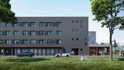 Na Výstavišti Letňany vyroste, spolu s administrativní budovou, největší hotel v Čechách sestavený z modulů od KOMA MODULAR. (Hotel na Výstavišti Letňany, NO LIMITS DESIGN, vizualizace)