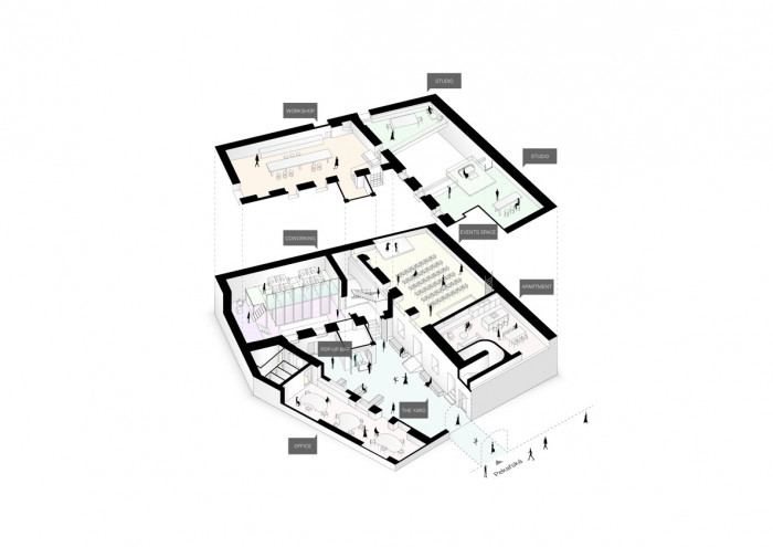 The Distillery, axonometriecké schéma, KOGAA