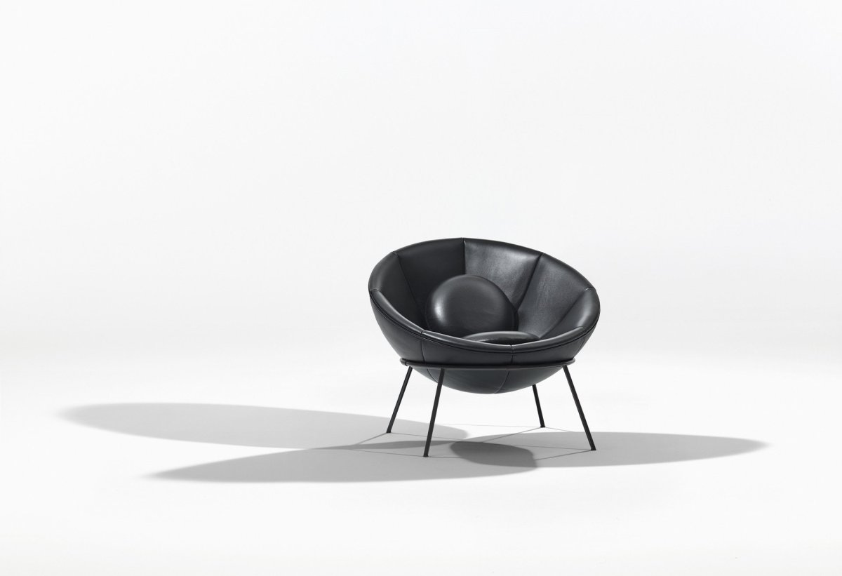 Bowl Chair v černé kůži