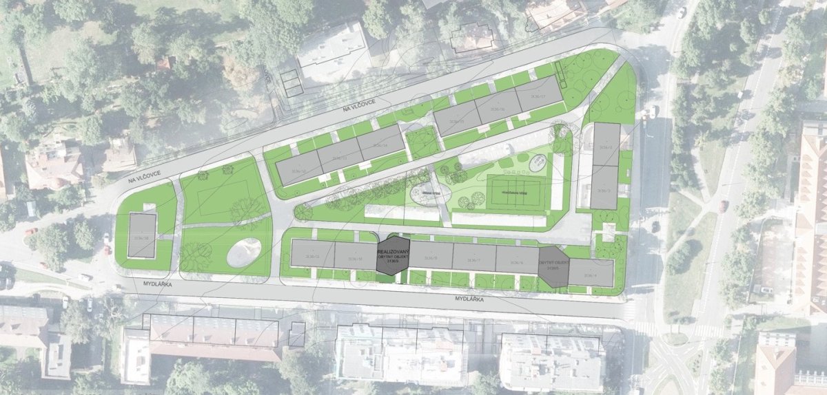 Bytový dům Mydlářka, situace, Doležel Architekti