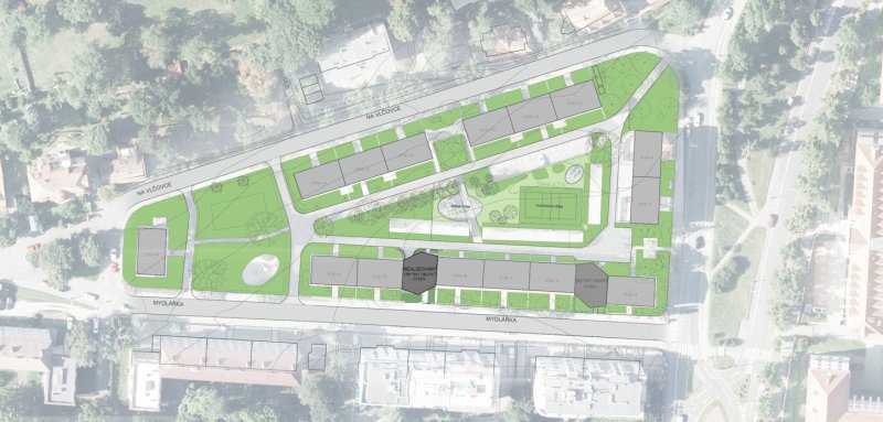 Bytový dům Mydlářka, situace, Doležel Architekti