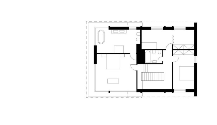 Půdorys 3. NP (Rekonstrukce experimentálního domu v Rožnově pod Radhoštěm; Kamil Mrva)