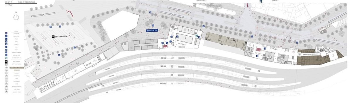 Budoucnost centra Brna, 2. místo: consequence forma, celková situace návrhu v měřítku 1:1000 – foto