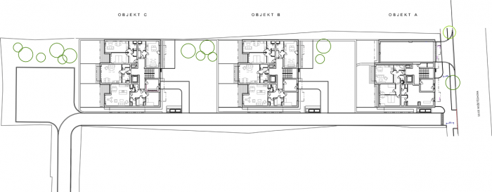 Atelier RAW, Bytový komplex Kadetka, půdorys 1. NP - foto