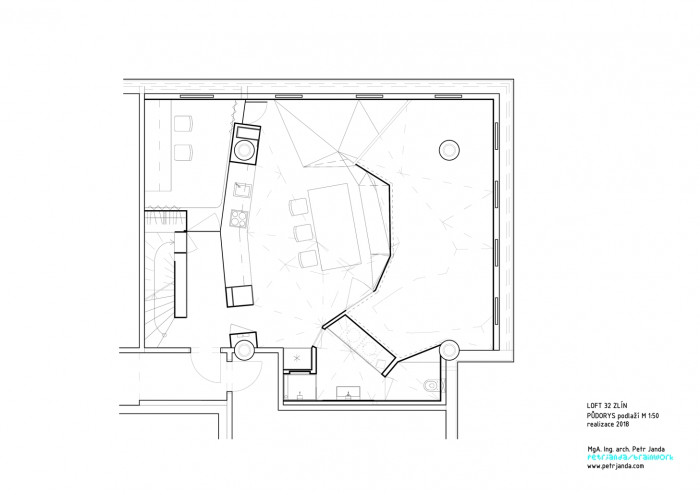 Loft 32 Zlín, půdorys 1np, petrjanda/brainwork