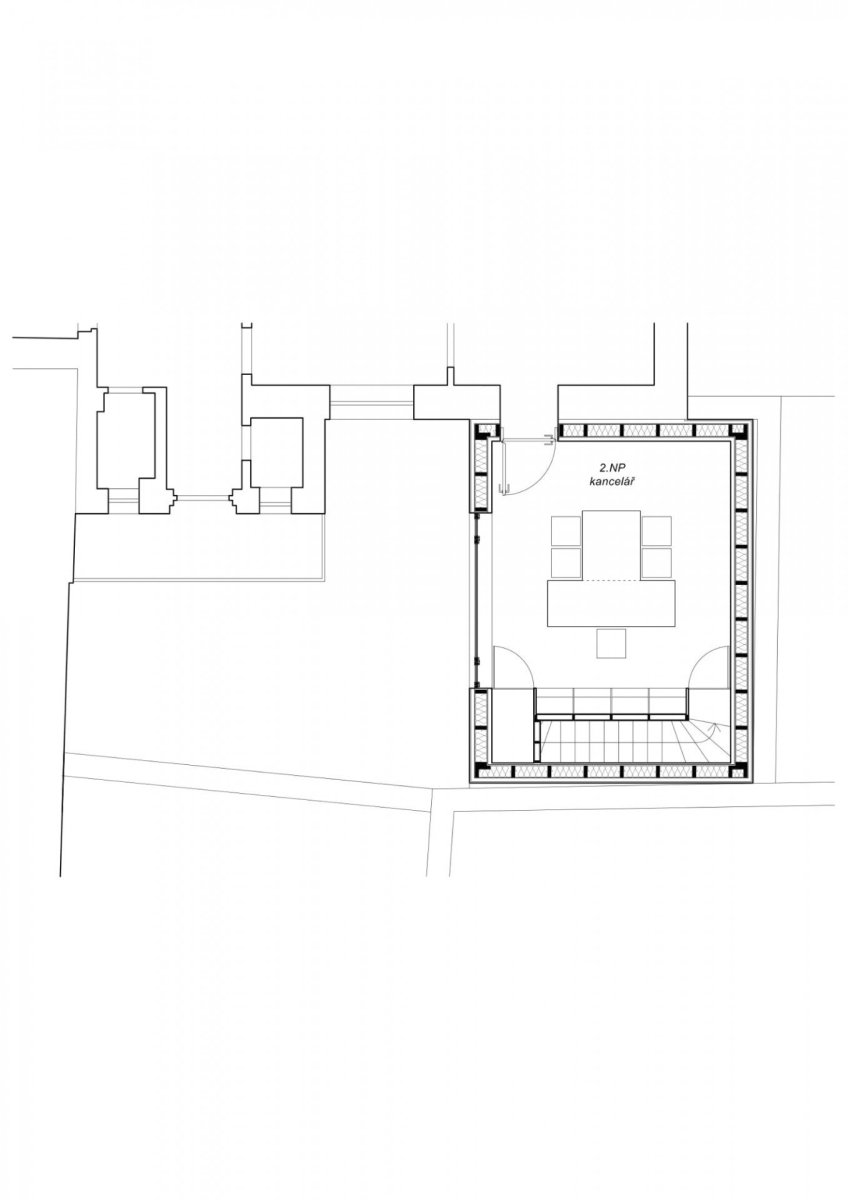 Přístavba kanceláře ve Vysokém Mýtě, Prokš Přikryl architekti / Martin Prokš, Marek Přikryl, půdorys 2NP