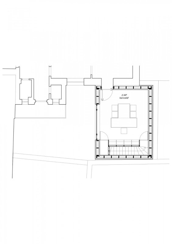 Přístavba kanceláře ve Vysokém Mýtě, Prokš Přikryl architekti / Martin Prokš, Marek Přikryl, půdorys 2NP