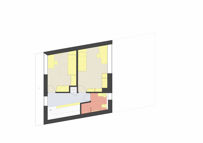 Rodinný dům v Praze 6, RANGHERKA5, Michal Schwarz, půdorys podkroví
