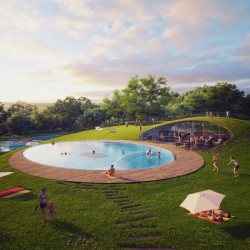 Vizualizace městských Riegrových lázní na Praze 2 od studia Petr Janda / brainwork - iniciační studie