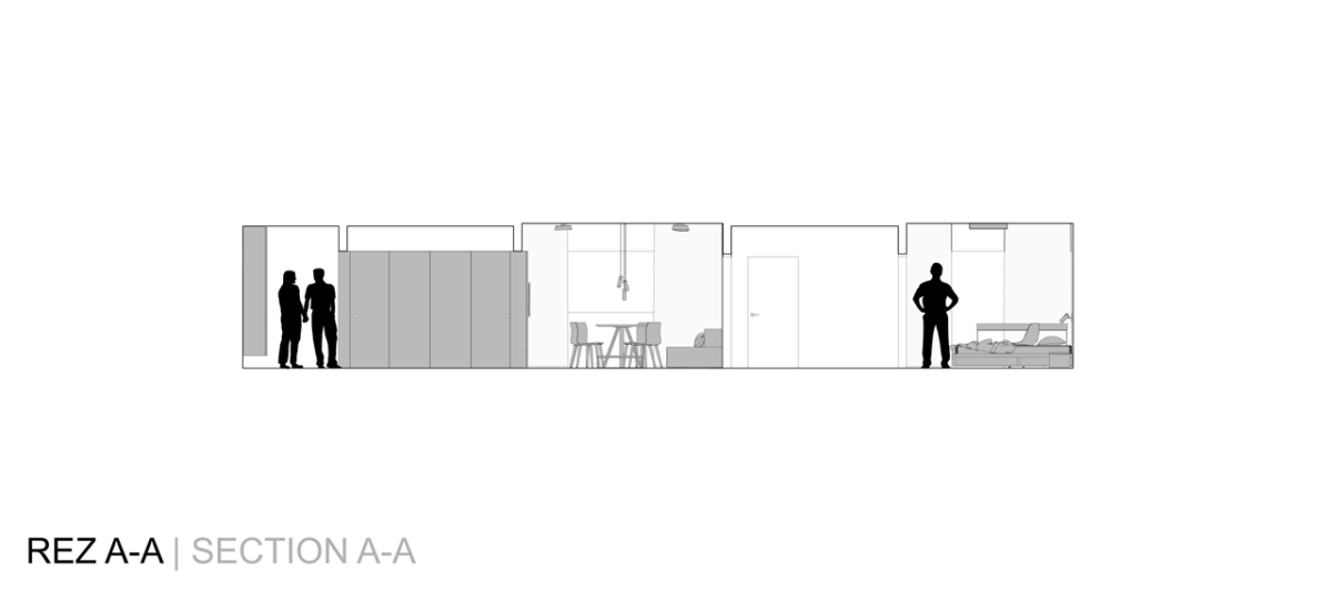 Architekti Šercel Švec (A2S), Rekonštrukcia bytu Ostredková, řez nový - foto