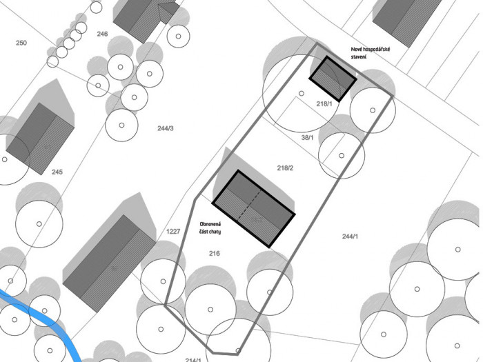 Dostavba chalupy Anička , Refuel works / Zbyněk Ryška, Jan Skoupý, situace
