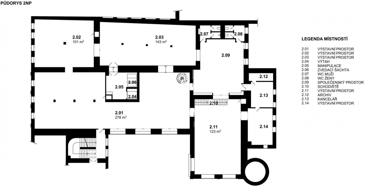Zóna pro umění 8smička , OK PLAN ARCHITECTS - půdorys 2.N.P.