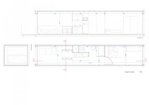 Dočasný bytový dům v Barceloně, Straddle3 + Eulia Arkitektura + Yaiza Terré, výkresy