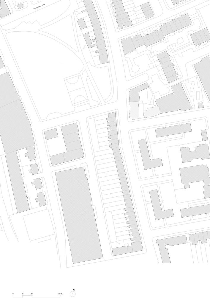 Jaccaud Zein Architects, bydlení v Shepherdess Walk, situace, výkres