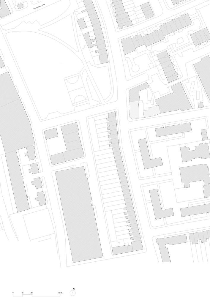 Jaccaud Zein Architects, bydlení v Shepherdess Walk, situace, výkres