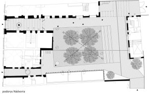Projekt Nádvoří v Trnavě, Vallo Sadovsky architects, půdorys nádvoří