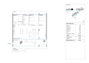 Lacaton & Vassal architectes, sociální byty v Mulhouse, třípokojový byt, výkres