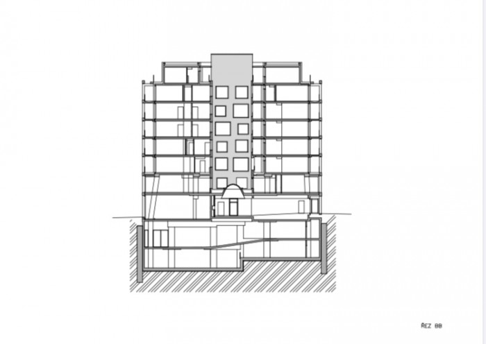 Rezidence Prachnerova, A.LT Architekti, řez