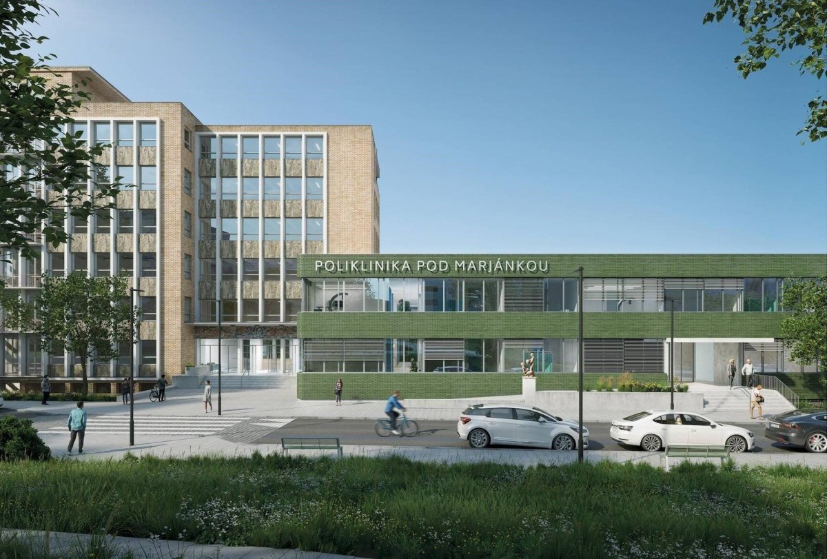 Vizualizace nové podoby Polikliniky Pod Marjánkou od studia ov architekti