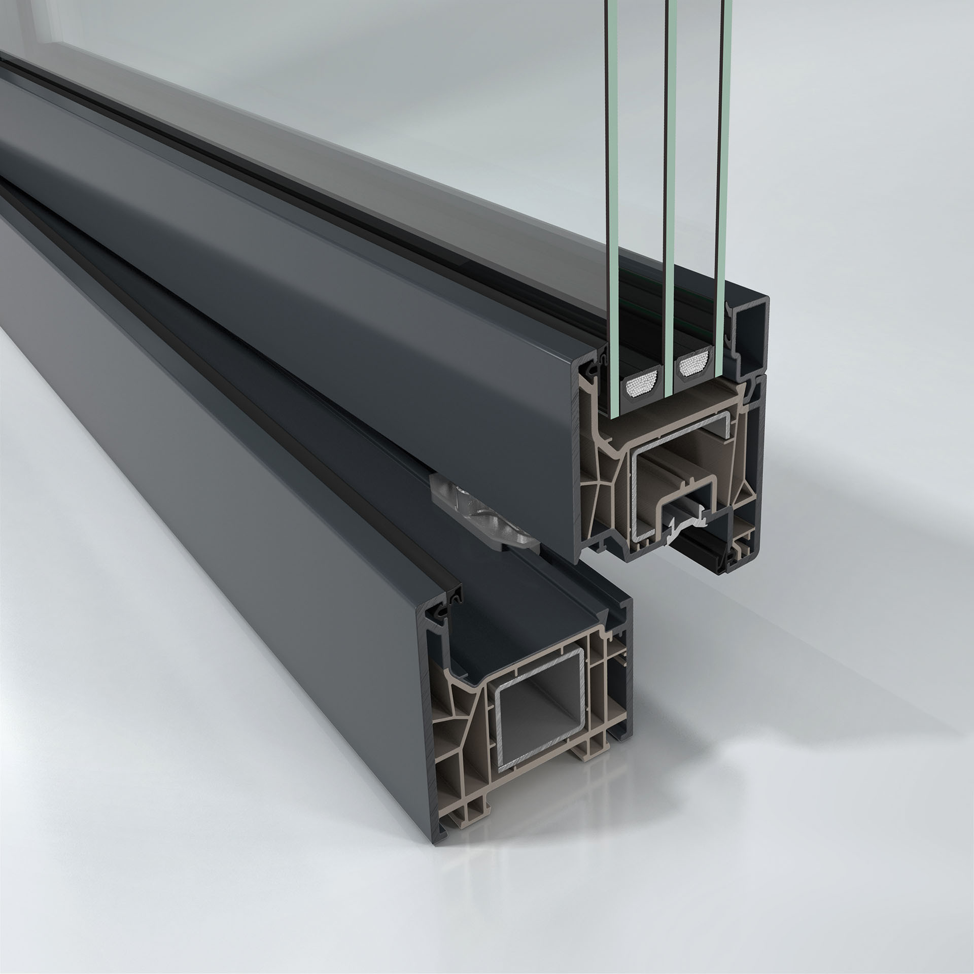 Jedinečnou designovou flexibilitu systému Schüco FocusIng umožňuje využití více než 300 standardních a speciálních fólií, metalických, jednobarevných či s dřevěnými povrchy.